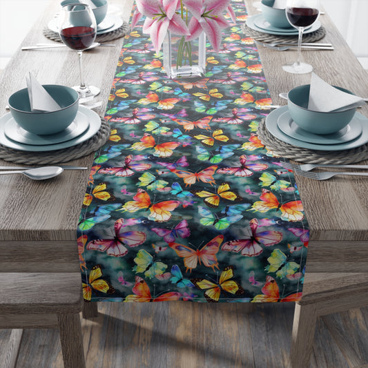 Butterfly Table Runner - Vibrant Patterns, Cotton Twill or Polyester - Perfect for Home Decor & Unique Gifts