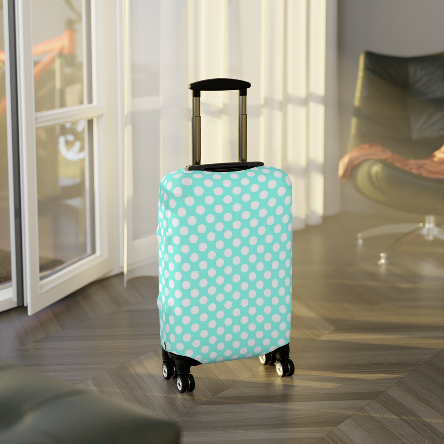 Aqua Polka Dot Luggage Cover - Pastel Polka Dot Suitcase Cover