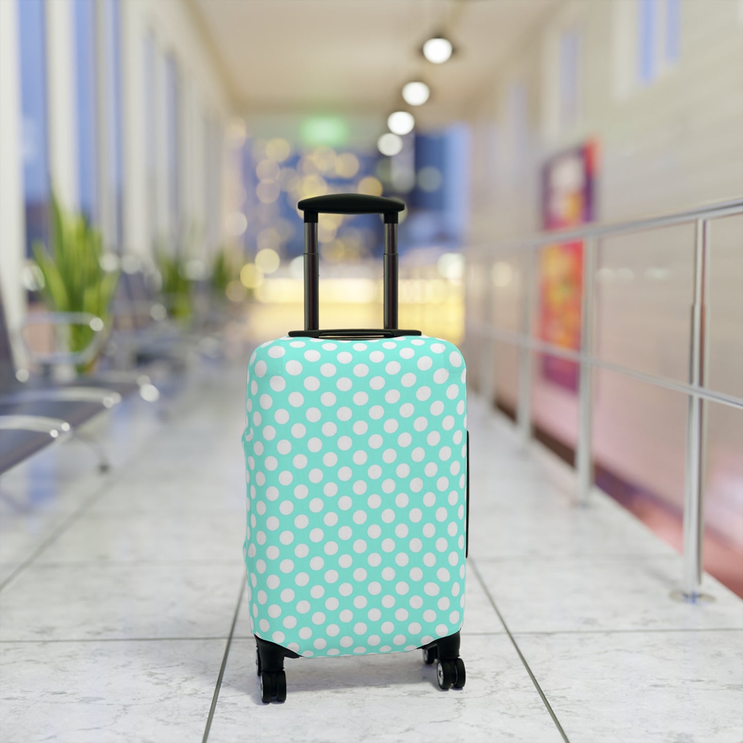 Aqua Polka Dot Luggage Cover - Pastel Polka Dot Suitcase Cover