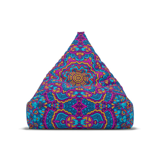 Mandala Bean Bag Chair Cover - Premium Polyester, Secure Zipper, 2 Sizes, Bohemian Design