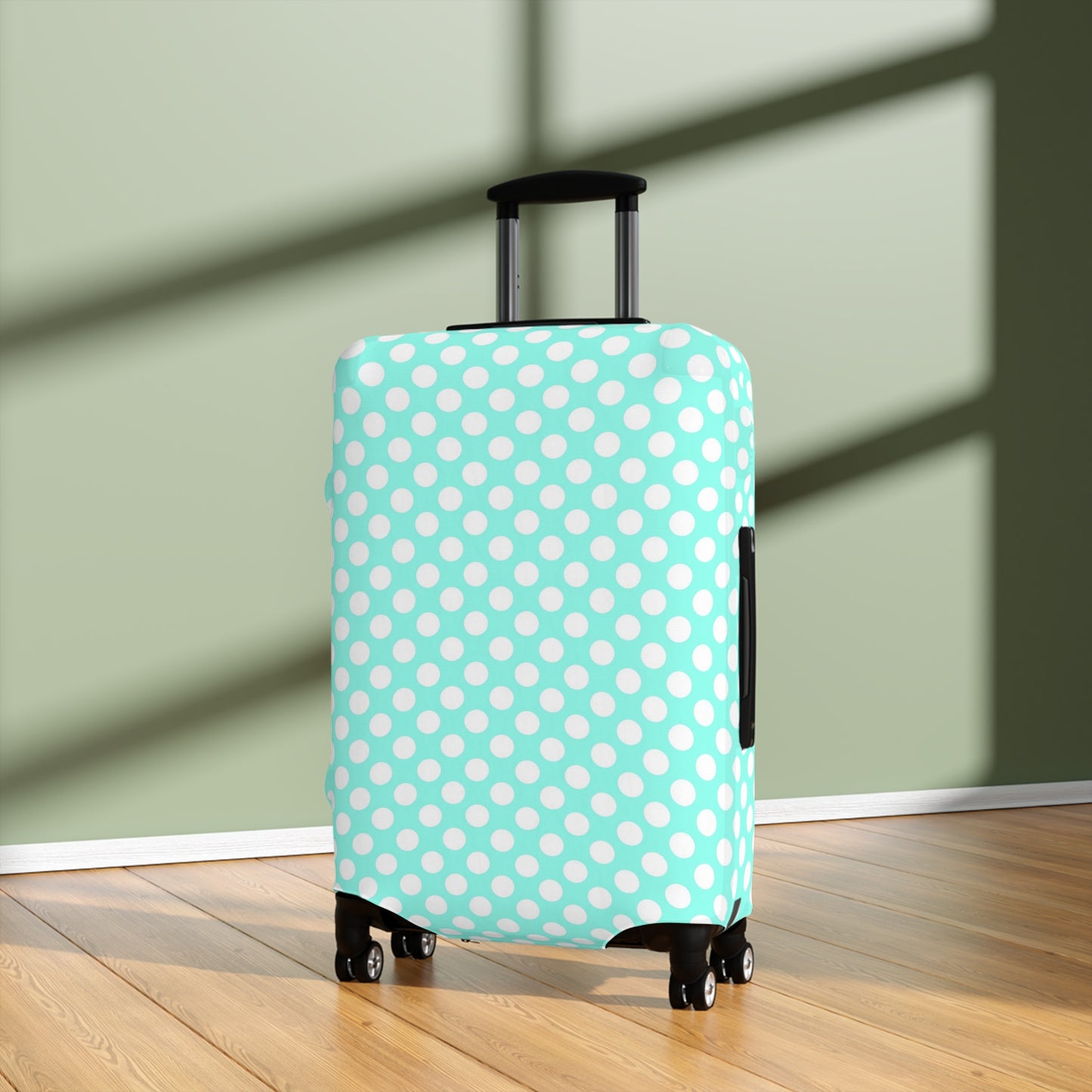 Aqua Polka Dot Luggage Cover - Pastel Polka Dot Suitcase Cover