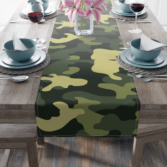 Camouflage Table Runner - Durable Cotton Twill or Polyester - Perfect for Outdoor Enthusiasts & Home Decor