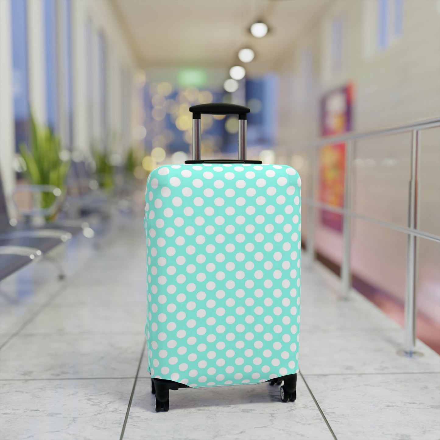 Aqua Polka Dot Luggage Cover - Pastel Polka Dot Suitcase Cover