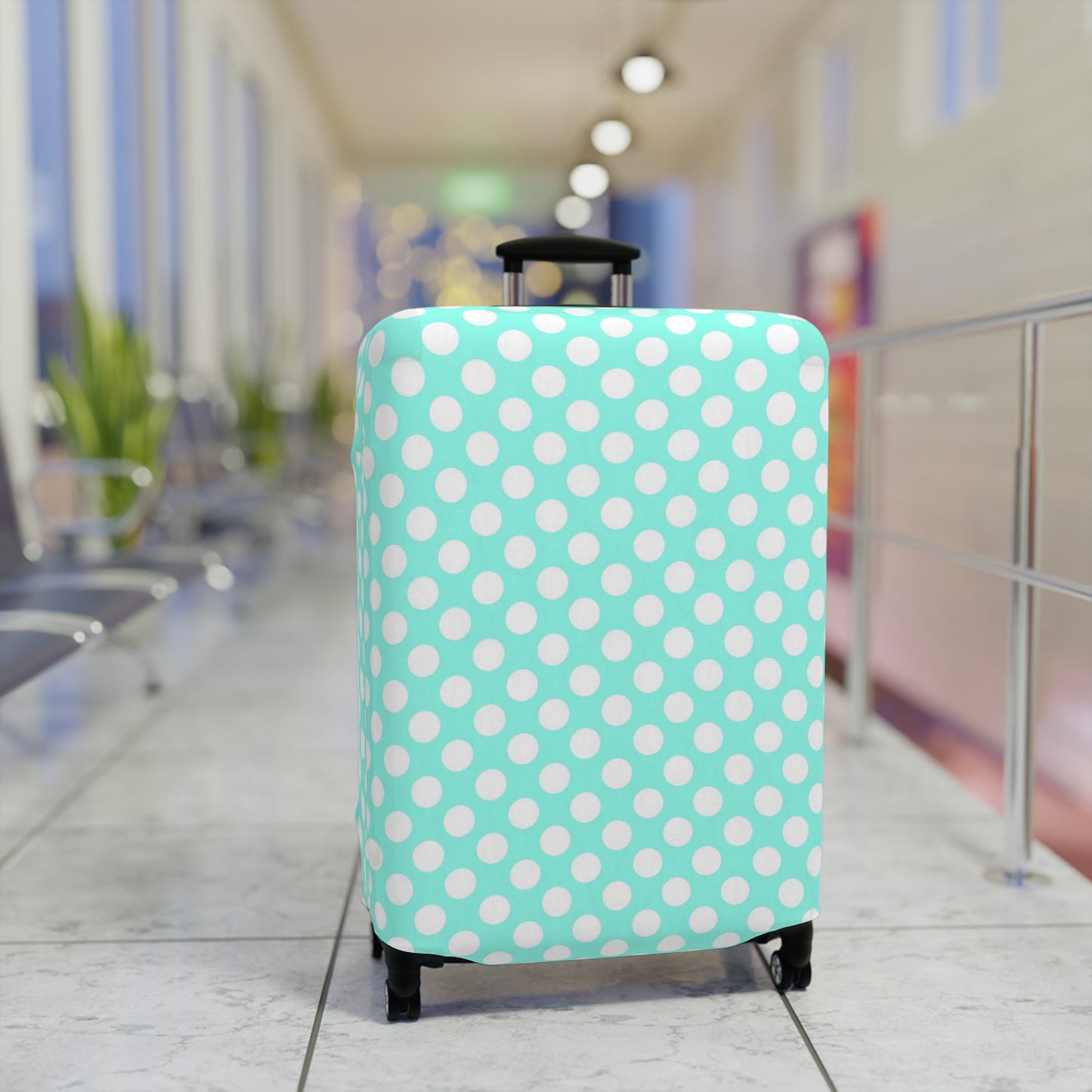 Aqua Polka Dot Luggage Cover - Pastel Polka Dot Suitcase Cover