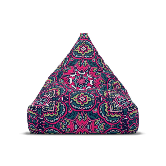 Mandala Bean Bag Chair Cover - Premium Polyester, Secure Zipper, 2 Sizes, Bohemian Design