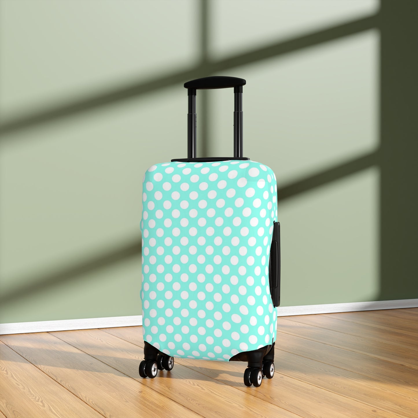 Aqua Polka Dot Luggage Cover - Pastel Polka Dot Suitcase Cover