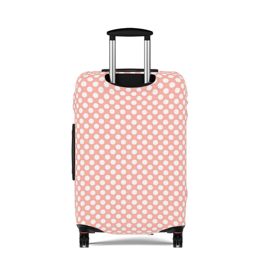 Coral Polka Dot Luggage Cover - Pastel Polka Dot Suitcase Cover