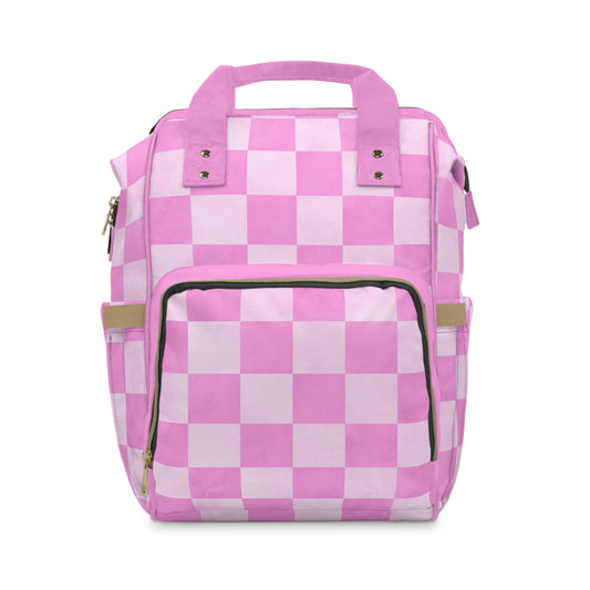 Pastel Checkers Diaper Backpack - Chic & Practical Baby Bag with Checkerboard Patterns, Perfect for Minimalist Parents