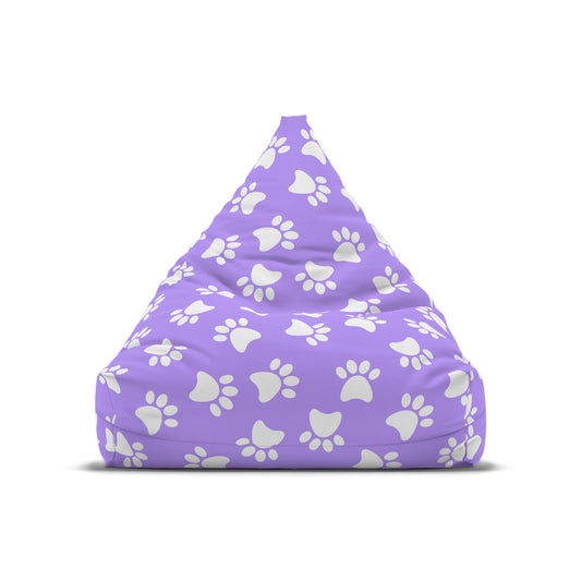 Paw Print Bean Bag Chair Cover - Cozy Polyester, Locking Zipper, 2 Sizes, Pet Lover Gift